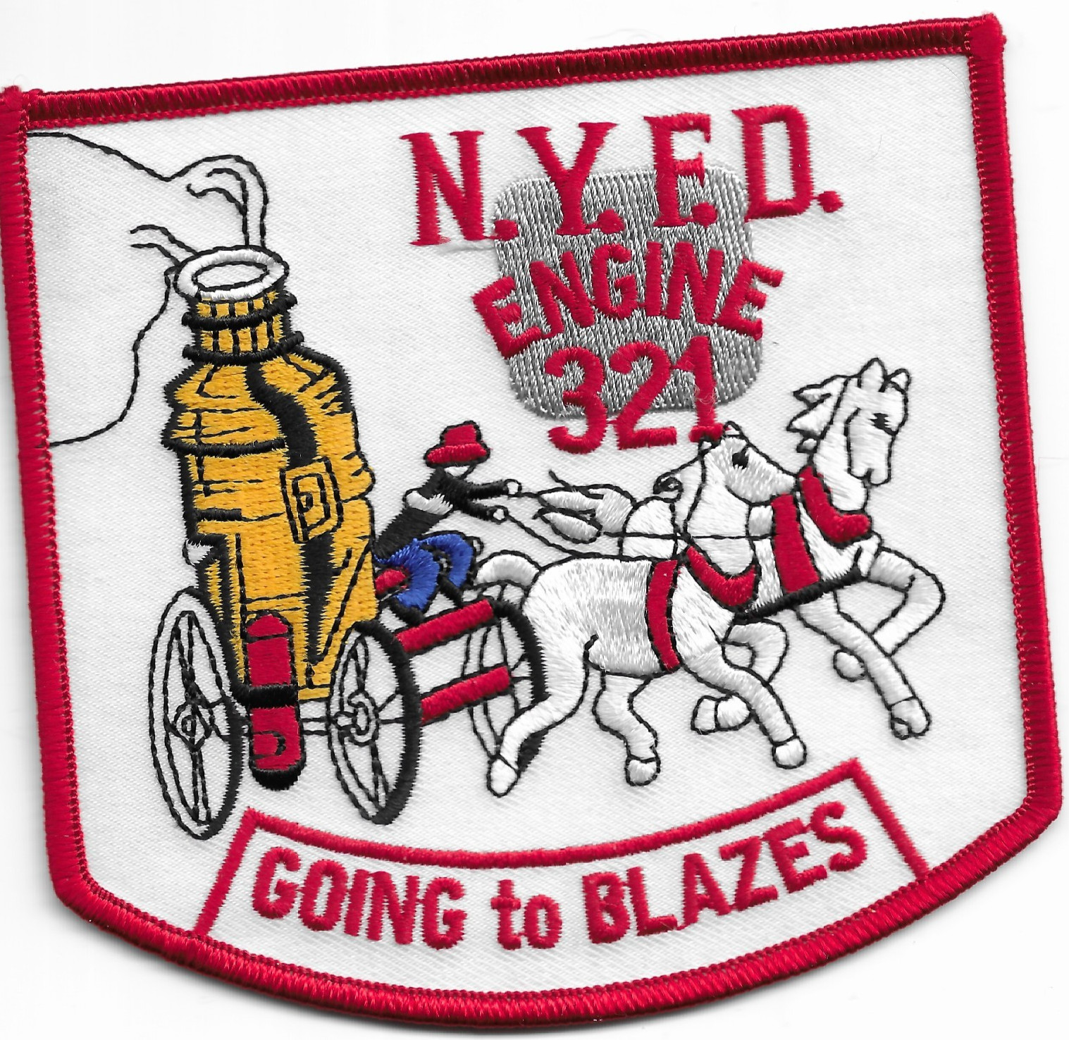 New York City - FDNY Engine - 321 "Going to Blazes", NY (4.25" x 4") fire patch