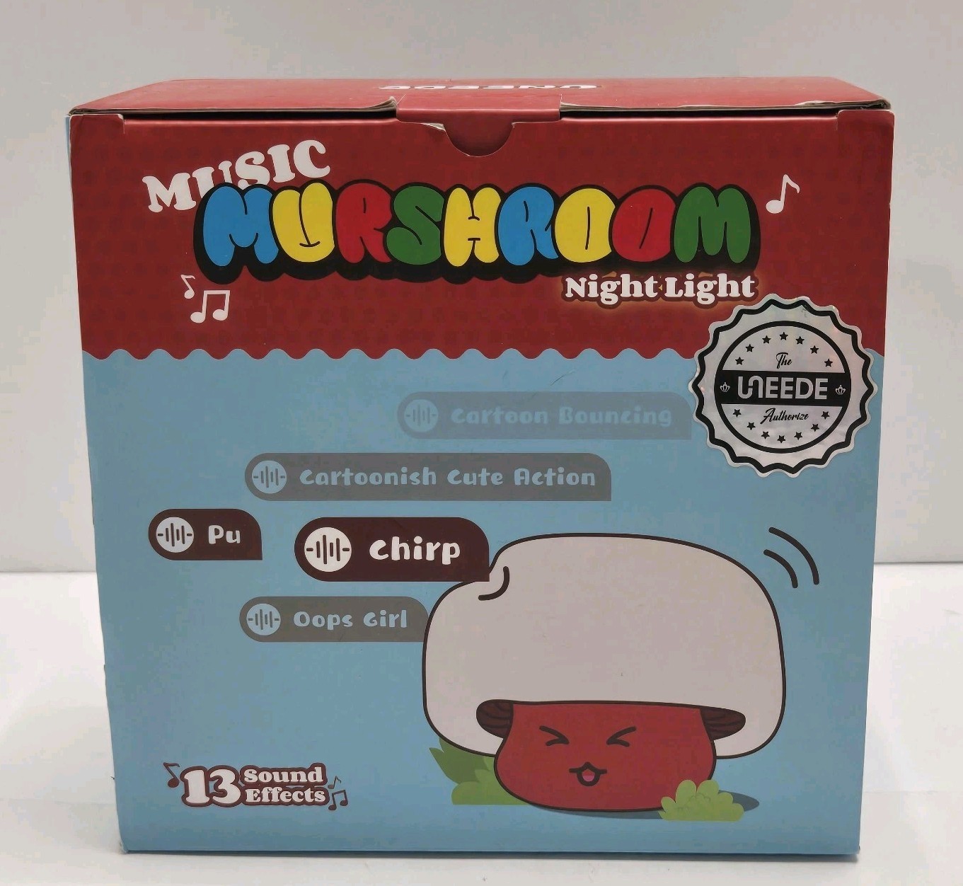 UNEEDE Mushroom Night Light A‑6604 – Tap Control, Cute Voice – New Open Box