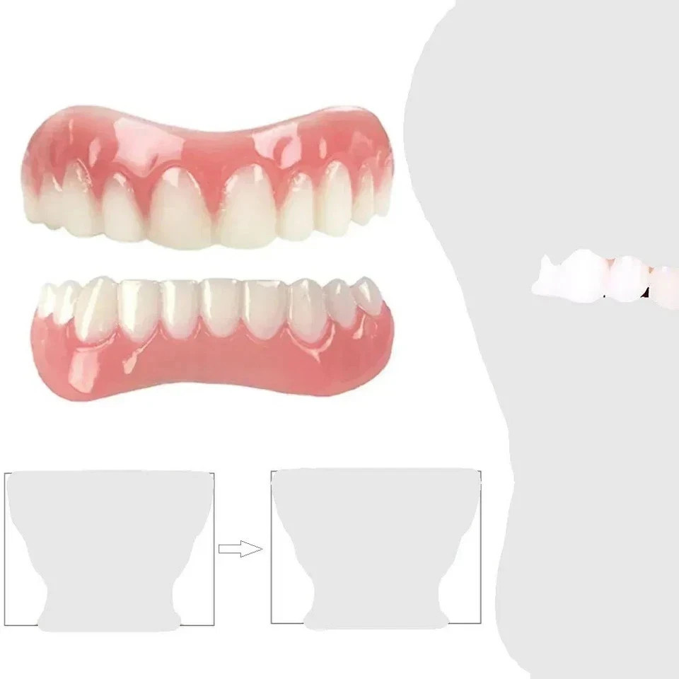 Silicone False Teeth Upper & Lower Smile Dental Veneers Dentures False Tooth**