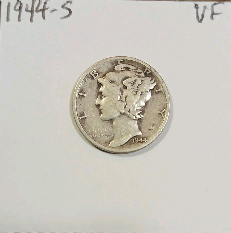 1944-S Winged Liberty Mercury Dime VF 90% Silver