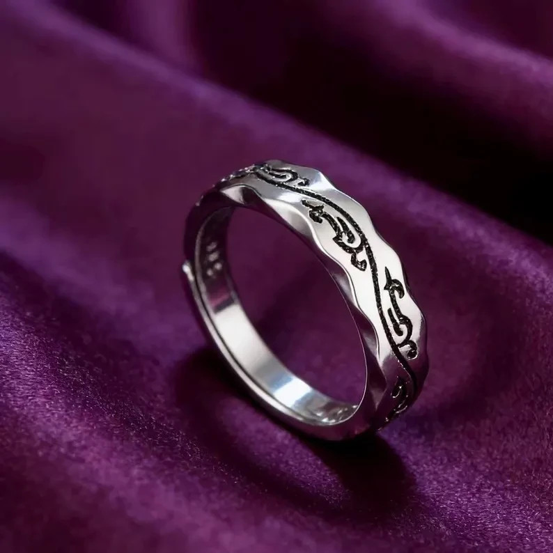 Men’s 925 Sterling Silver Gold Plated Forever Ring Adjustable Twist Engraved
