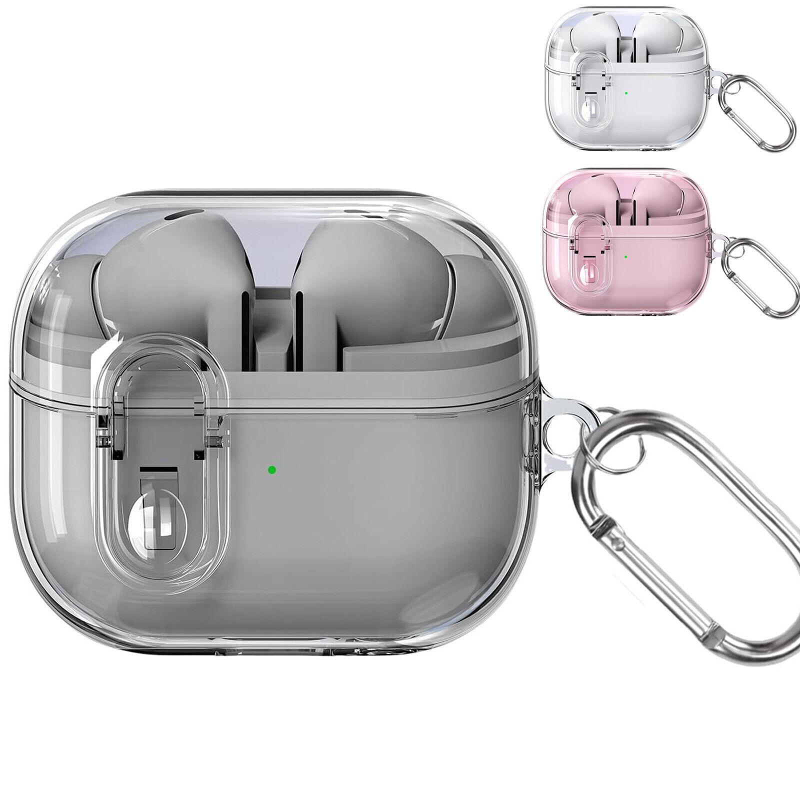 For Samsung Galaxy Buds 3 /3 Pro Shockproof Clear Secure Lock Case with Keychain