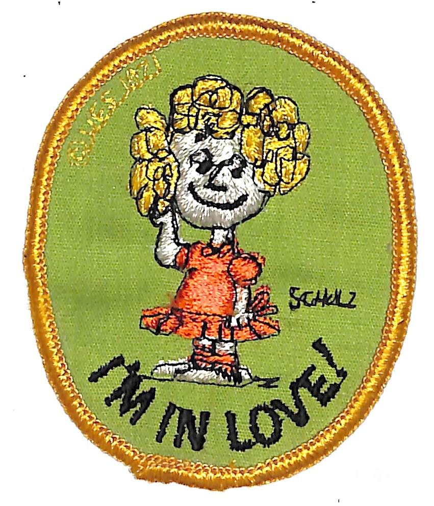 Peanuts Frieda "I'm In Love!" 1971 Embroidered Patch NOS 2 1/2" x 3" Scarce