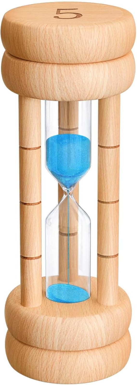 5 Minute Sand Timer, Wooden Hourglass, Blue Wood Sandglass Timer,Reloj De Arena-