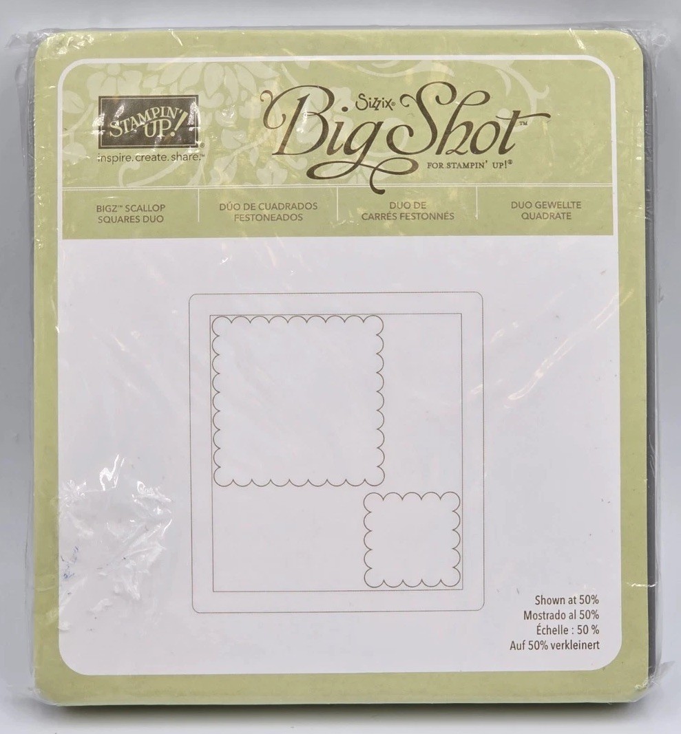 New Sizzix Bigz Scallop Squares Duo Cutting Die Big Shot Stampin’ Up! Retired