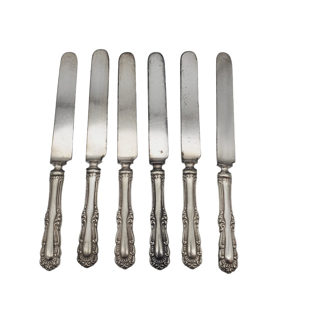 Rodgers International Silver Chelsea 1897 Blunt Dinner Knives Set 6 Plated Antiq