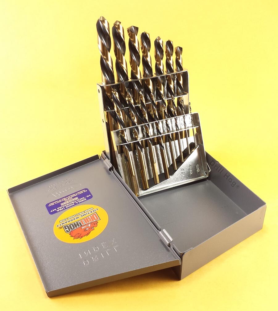 15 Pc Left Hand Drill Bit Set Reverse Drill Flutes Lifetime Warranty Drill Hog®