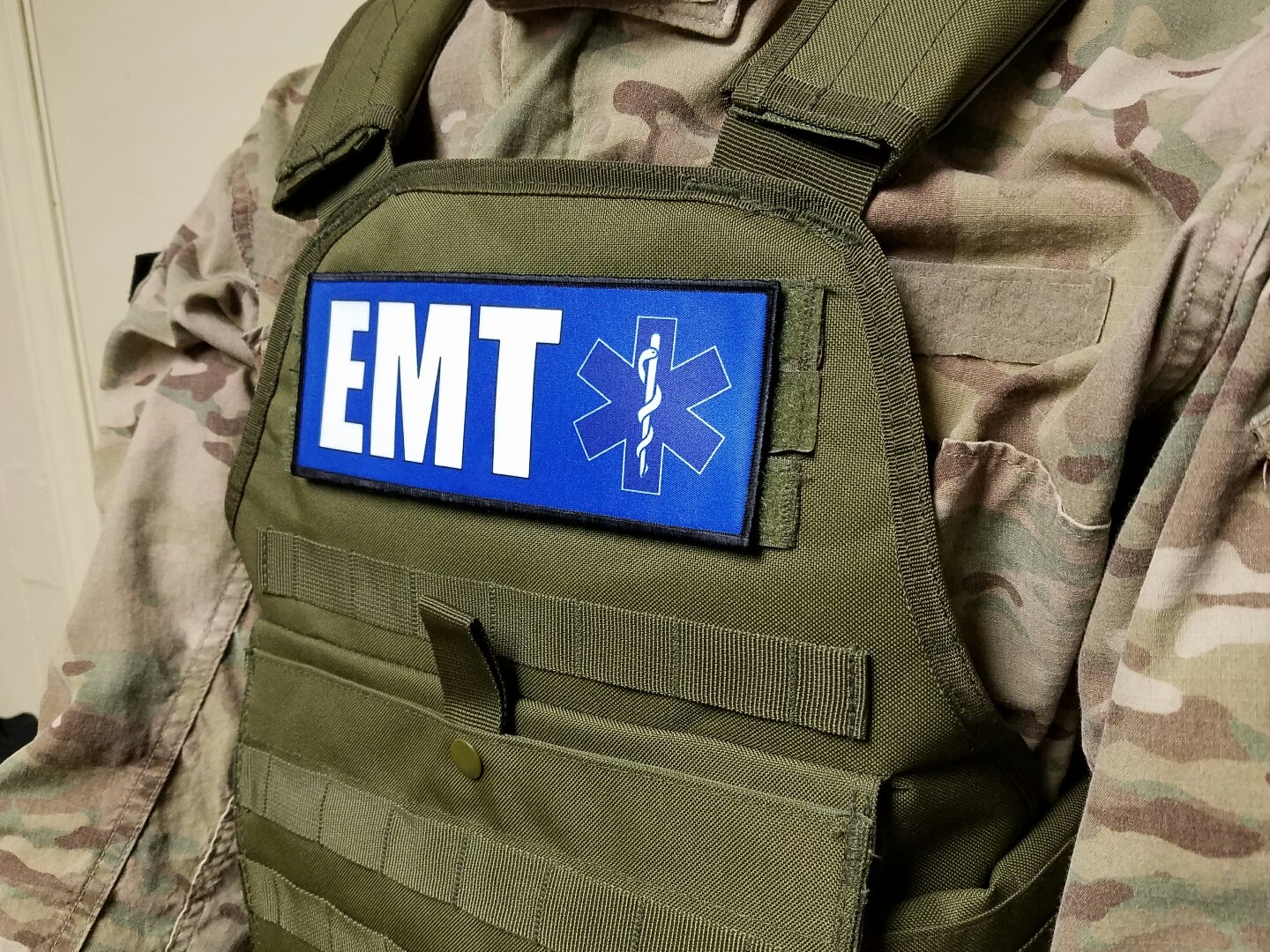 3x8" EMT Blue Medic Hook Plate Carrier Patch EMS Ambulance