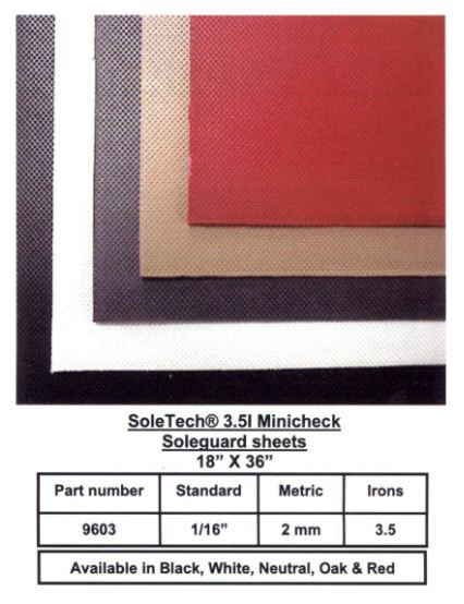 SoleTech Mini-Check Rubber Sole-Guard Soling 18"x36" sheet Black,Oak, Brown,Red