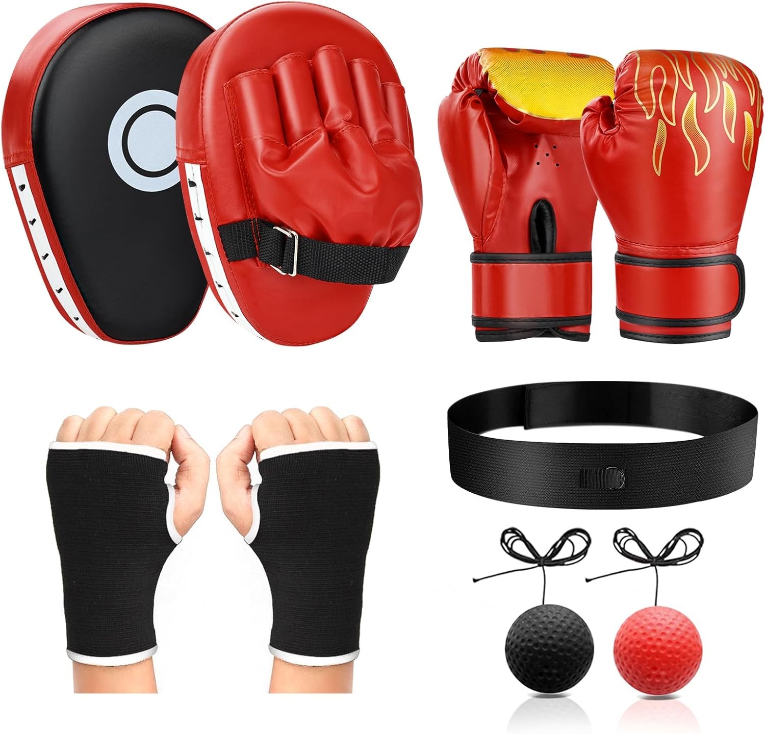 4-In-1 Boxing Gloves and Punching Mitts Set for Boys & Girls, Kids Boxing Gloves