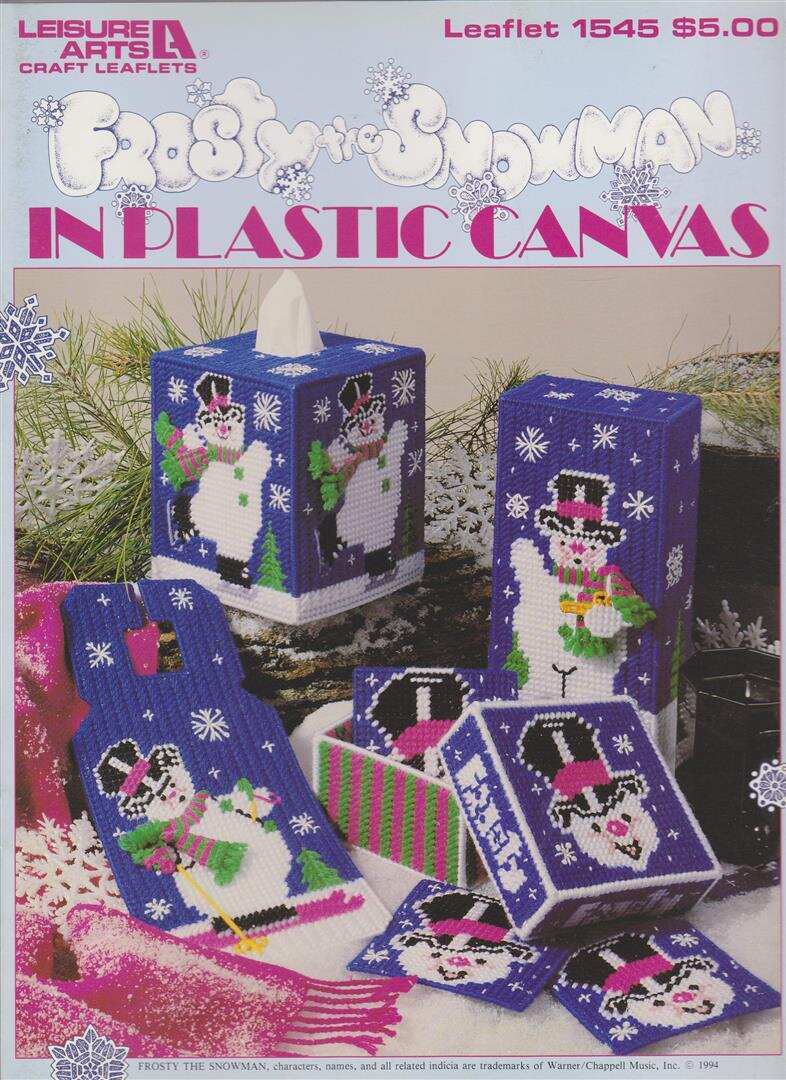 OOP!!! FROSTY SNOWMAN IN PLASTIC CANVAS