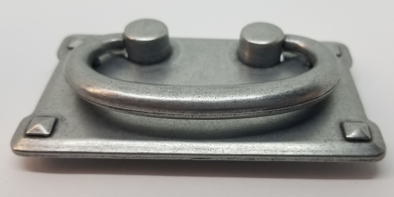 PEWTER SILVER DOUBLE Horizontal Mission Style Drawer Pull patina rustic antique
