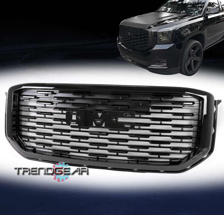 For 2015-2020 GMC Yukon XL Denali Sport Mesh Hood Upper Grille Grill Gloss Black