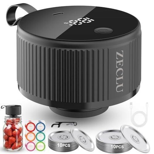 Electric Mason Jar Vacuum Sealer Kit, Cordless Auto-Seal for Wide & Regular Jars