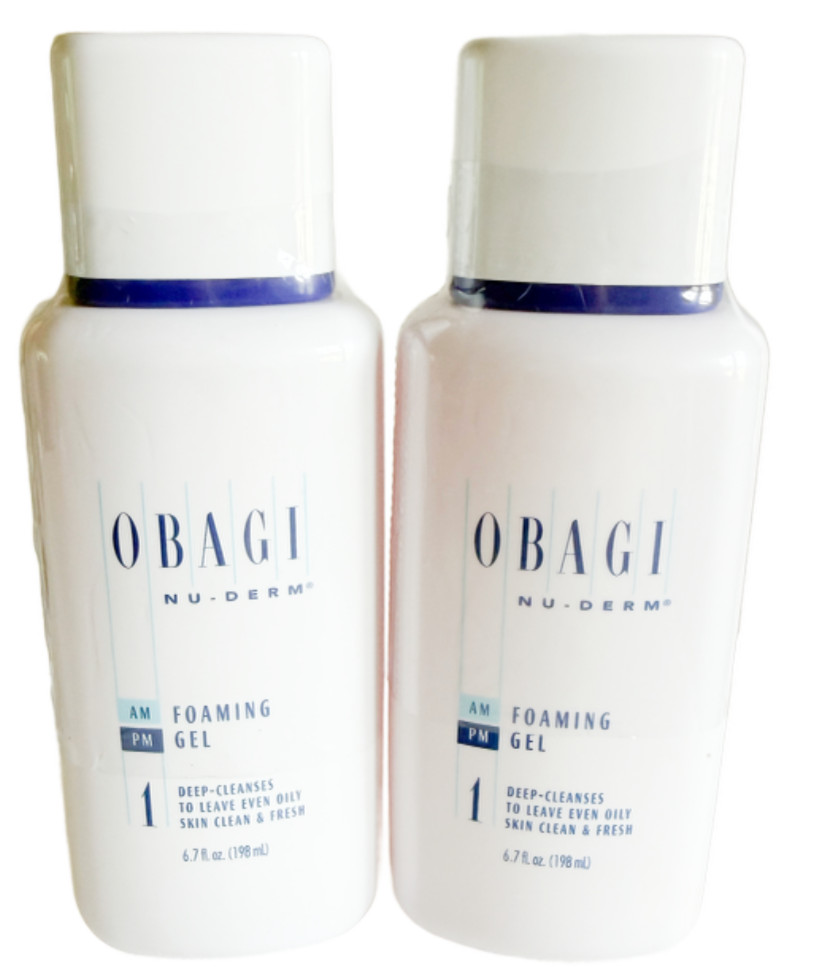 Obagi Nu-Derm Foaming Gel 2 pk 6.7 oz. Facial Cleanser 2 Pack AM PM Step 1 NEW