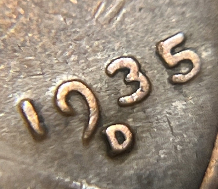 1935 D Lincoln Penny Error Misplaced Mint Mark Error