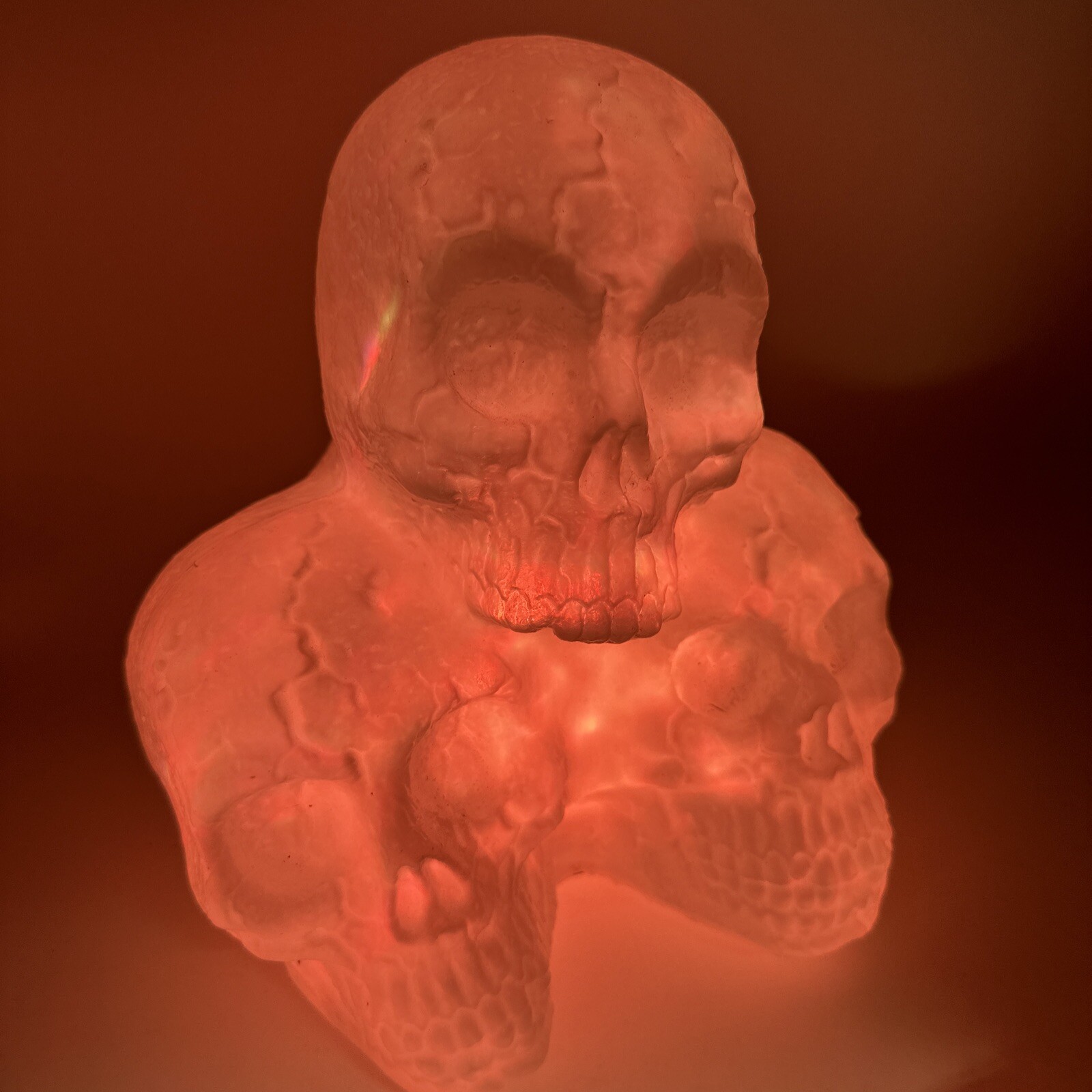 3 Skull Halloween Plastic Blow Mold Light Sound Pan Asian Creations Skeleton PAC