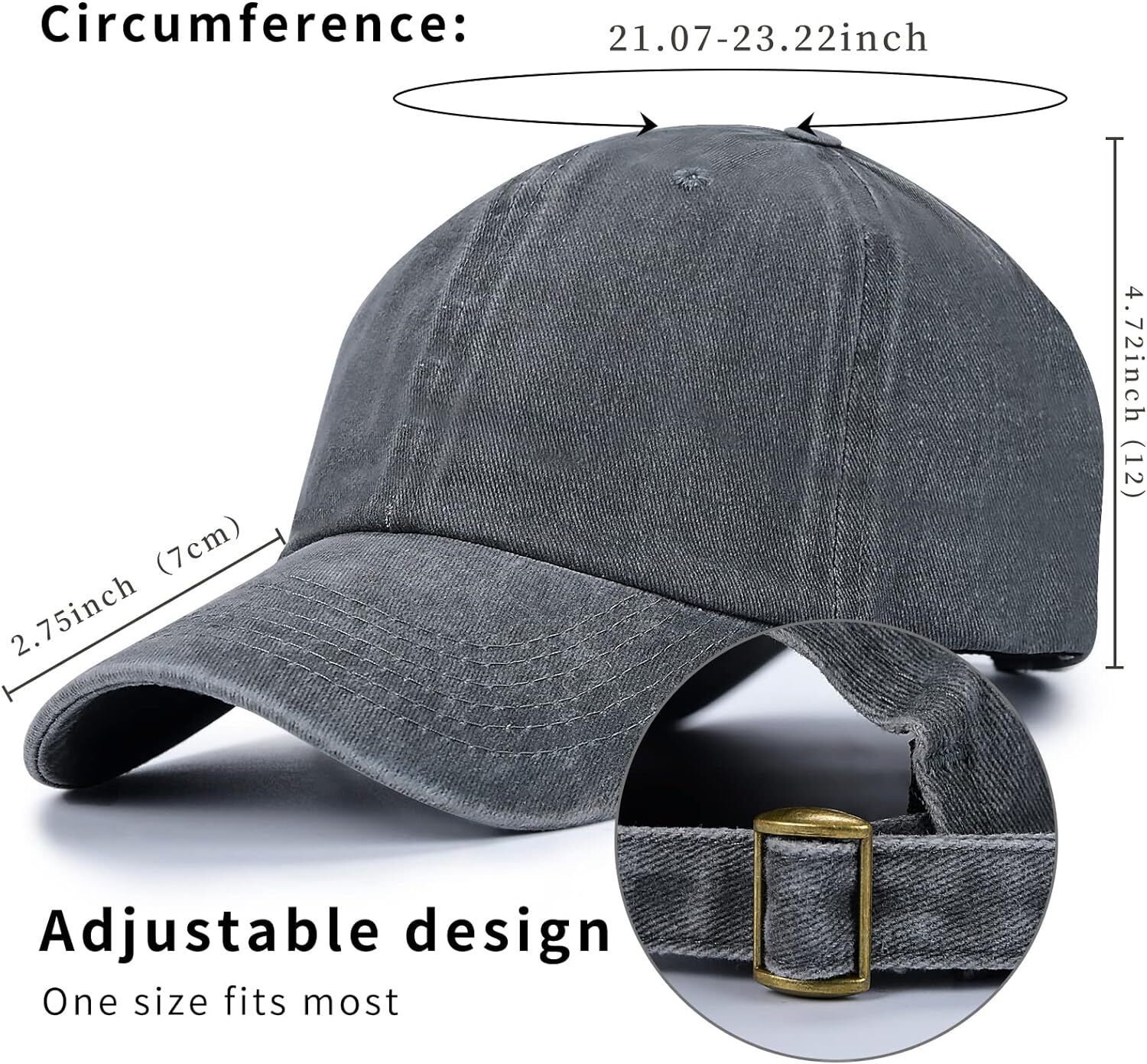 Baseball Cap Unisex Vintage Washed Distressed Cap,Retro Black+grey+rose