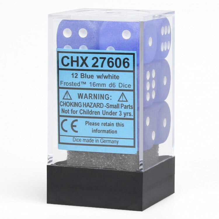 CHX27606 Chessex Manufacturing Frosted: 16mm D6 Blue/White (12)