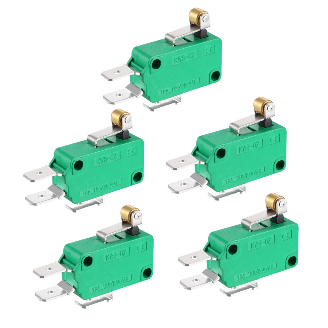 5PCS KW3-OZ 16A 125/250VAC Short Roller Lever Type Micro Limit Switches