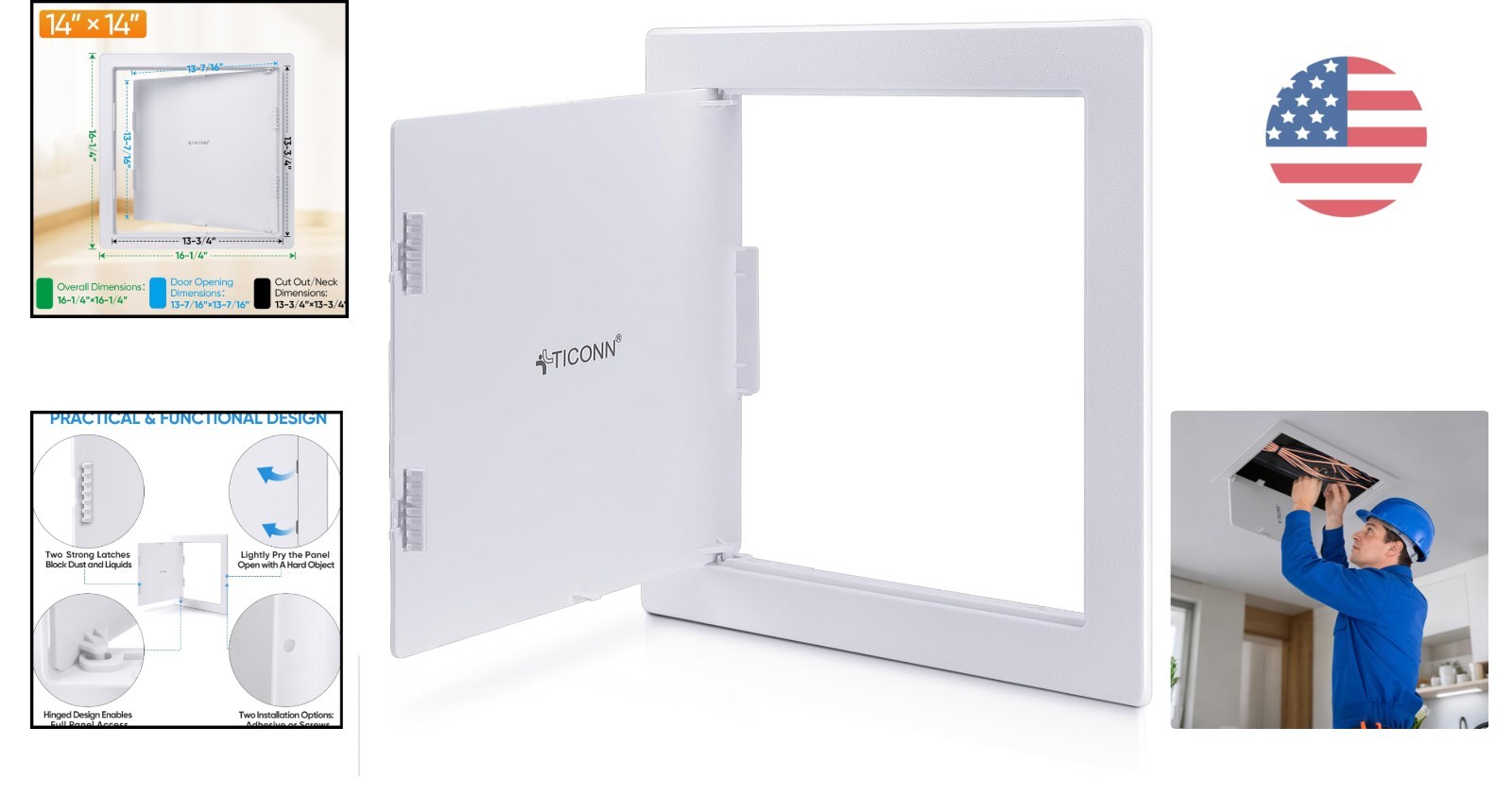 Seamless 14x14 Inch Drywall Access Panel with Discreet Notches - DIY Friendly