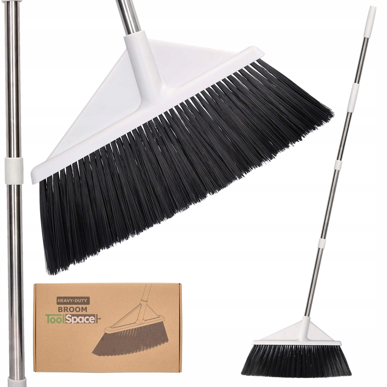 Broom with Handle 120cm Extendable Road Broom 44cm Working Width Steel Tele...