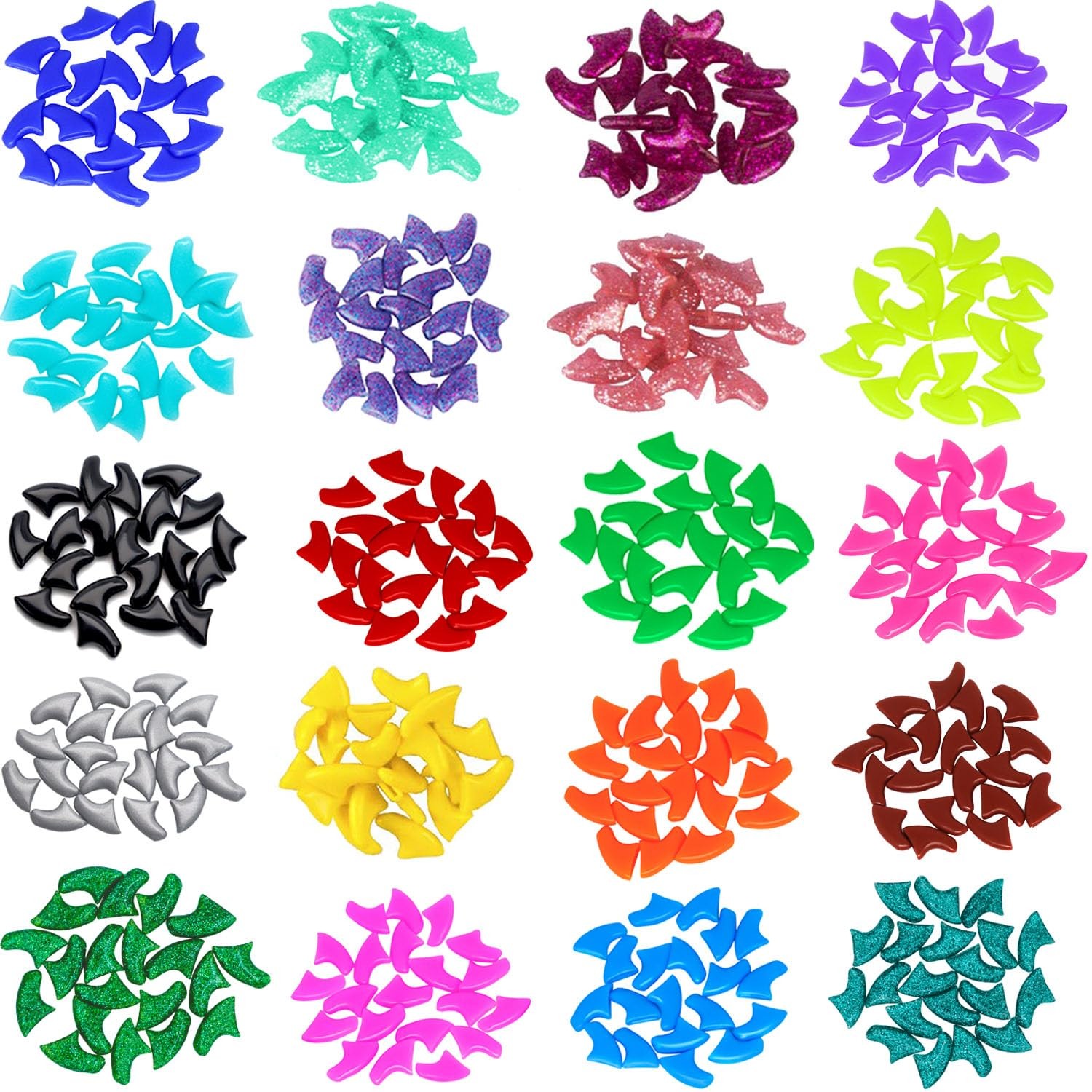 100pcs (10 Colors) Cat Nail Caps, Claw Caps Medium, 10 Different Colors