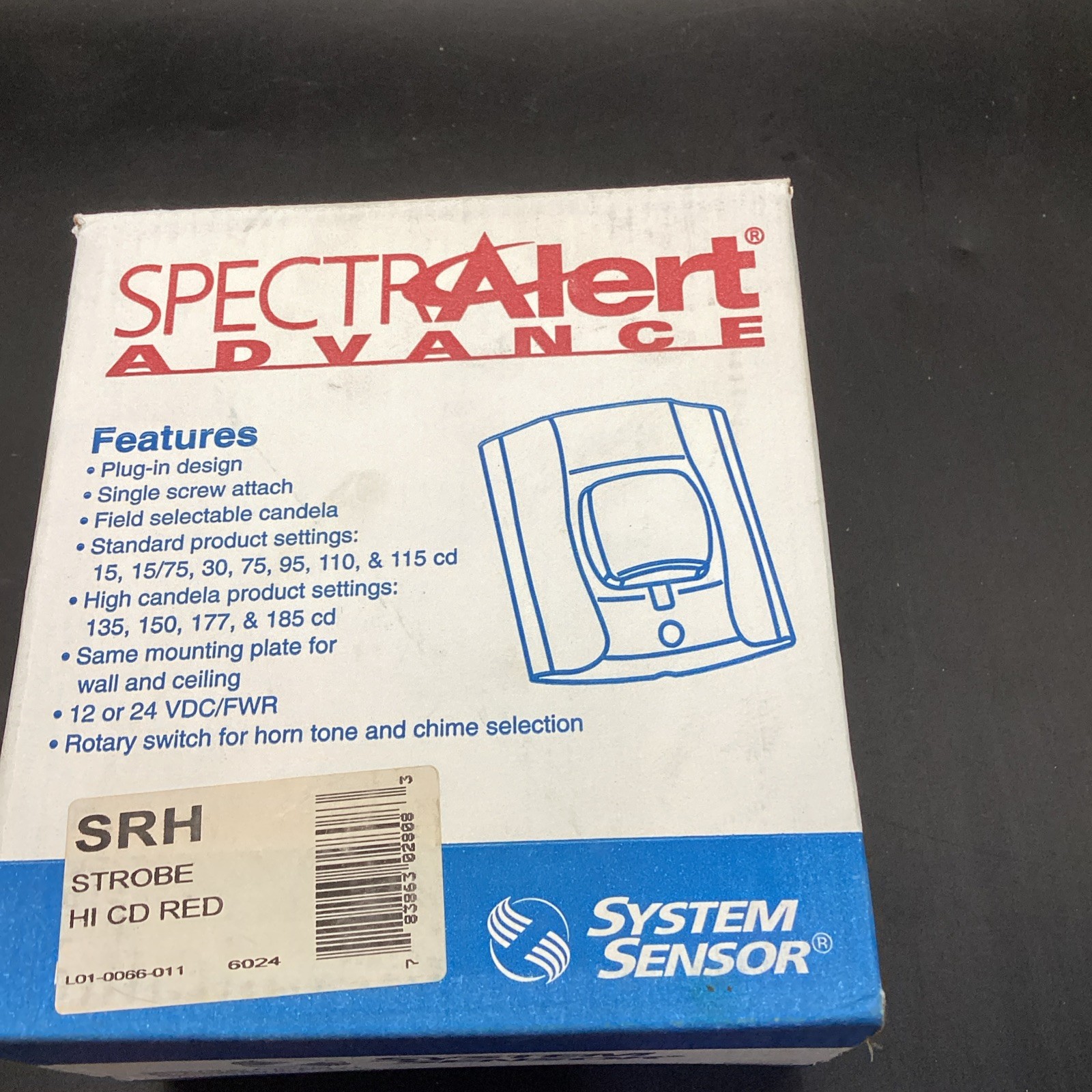 SPECTRA ALERT ADVANCE SYSTEM SENSOR SRH WALL STROBE HI CD RED