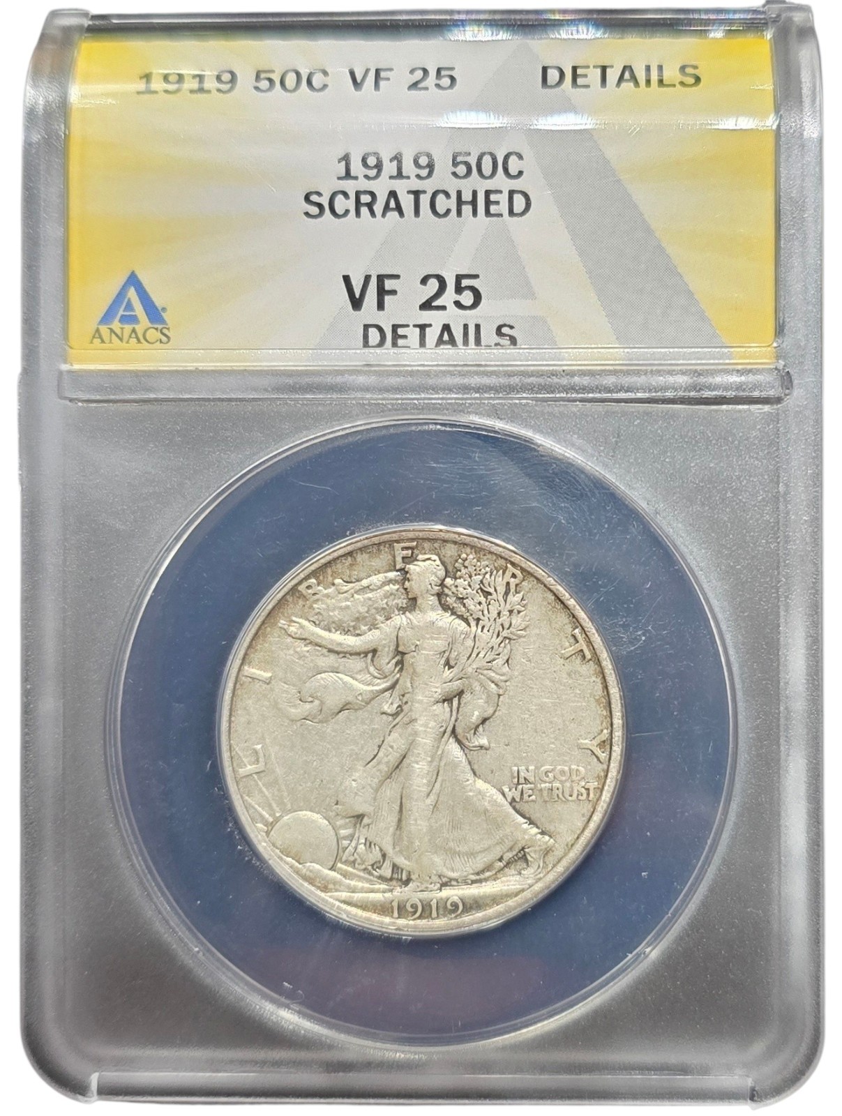 1919 Walking Liberty Half Dollar VF 25 Details ANACS