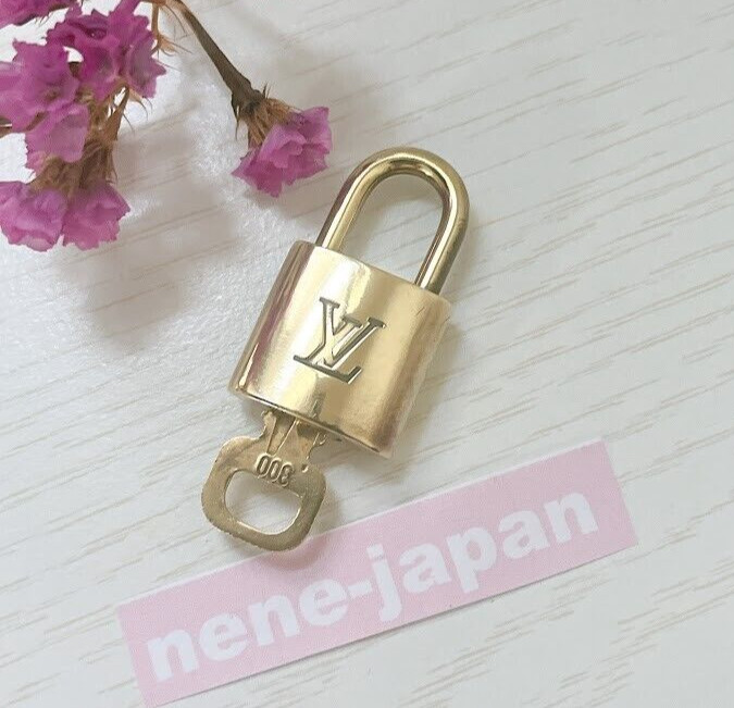 LOUIS VUITTON PadLock Lock & Key Brass Gold Authentic Number random Japan