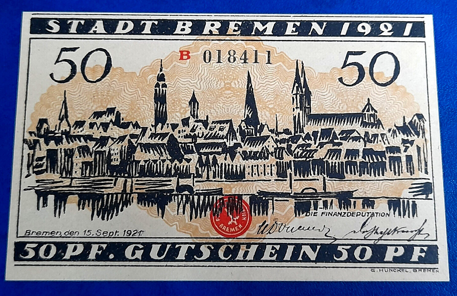 BREMEN NOTGELD 50 PFENNIG 1921 EMERGENCY MONEY GERMANY BANKNOTE (30735)