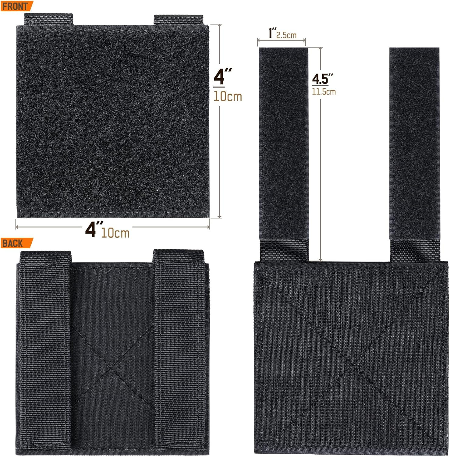 Molle Patch Panel,2/4 Pcs Tactical Hook&Loop Adapter Panel Morale Patch Board...