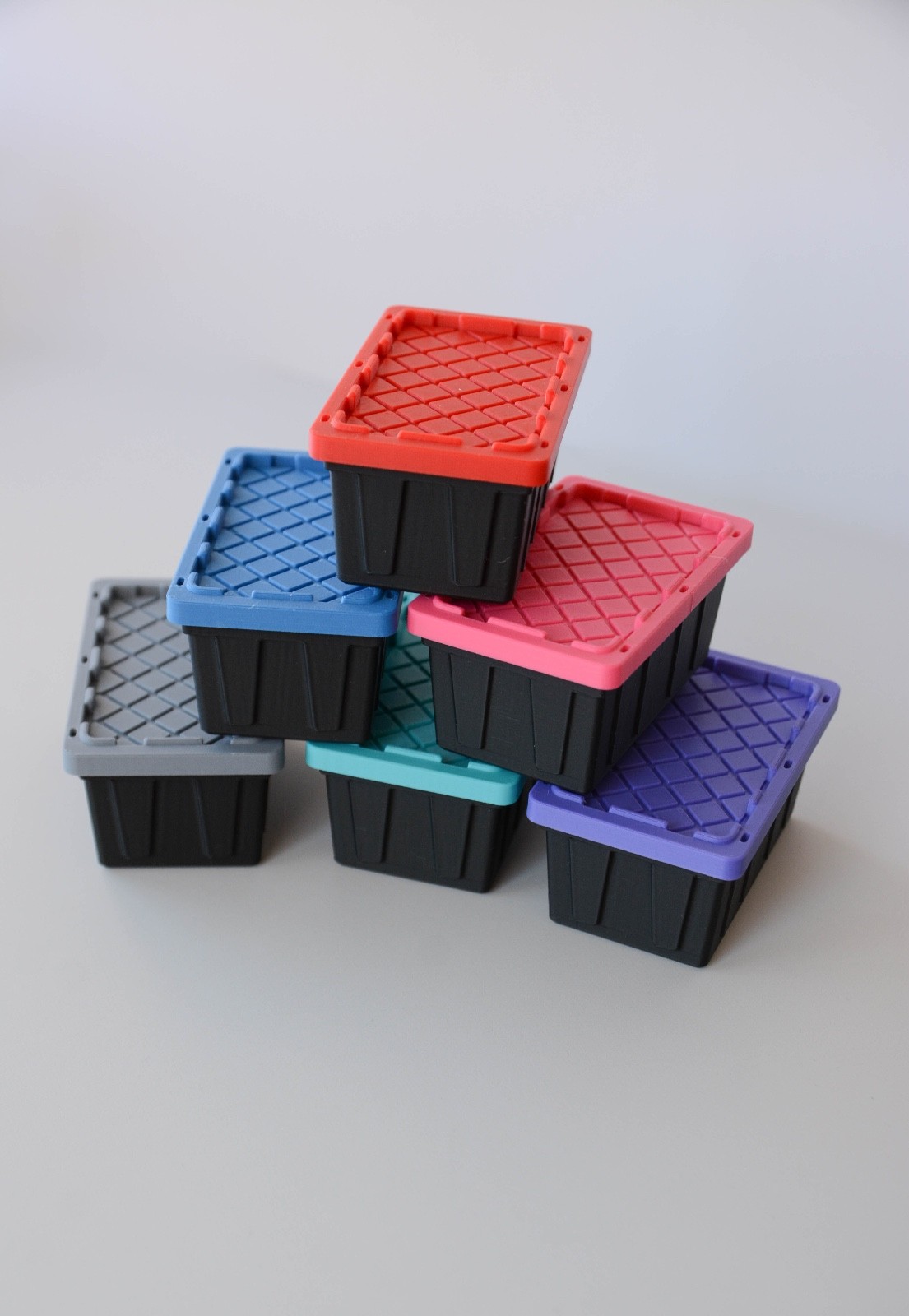 Mini Storage Tote *CUSTOM COLOR* with Snap-On Lid | 3D Printed Colored Mini Bin