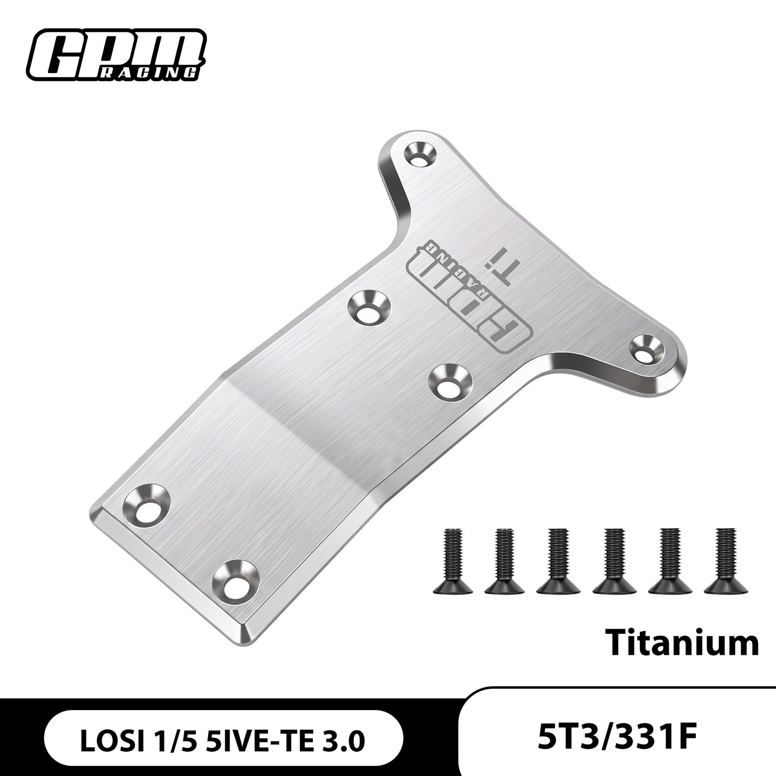 GPM Titanium Front Chassis Skid Plate 5MM Thick For LOSI 1/5 5IVE-TE 3.0