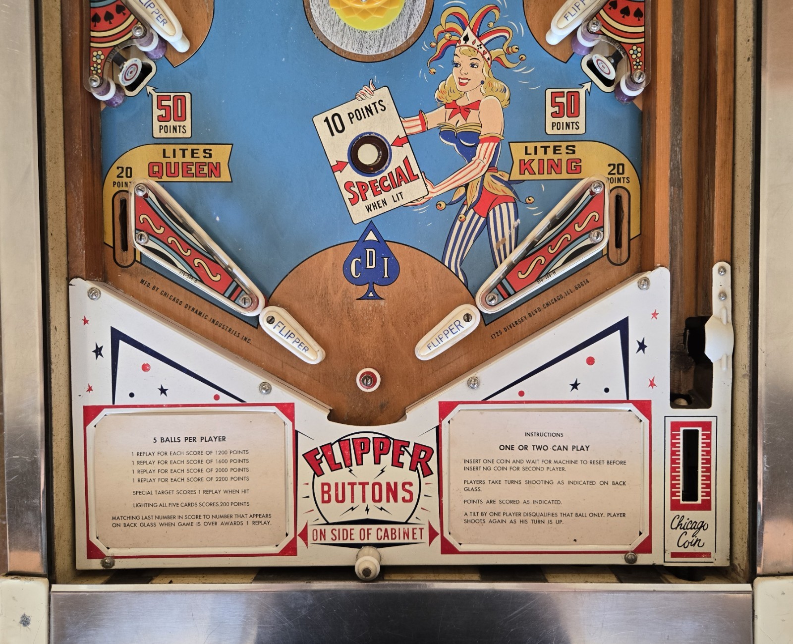 Refurbished Royal Flash Pinball Machine (Chicago Coin) 1964