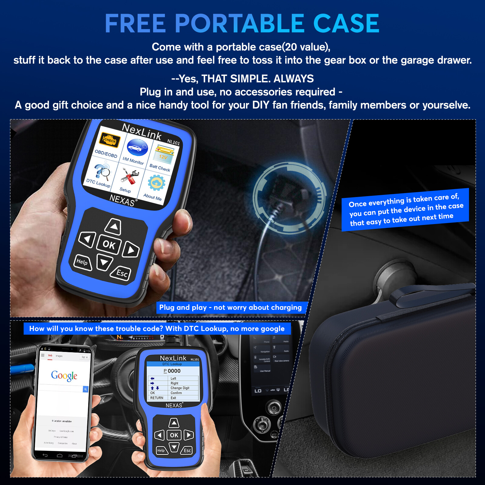 NEXAS NL101 OBD2 Scanner Auto OBD2 Diagnostic Tool Professional Engine Check