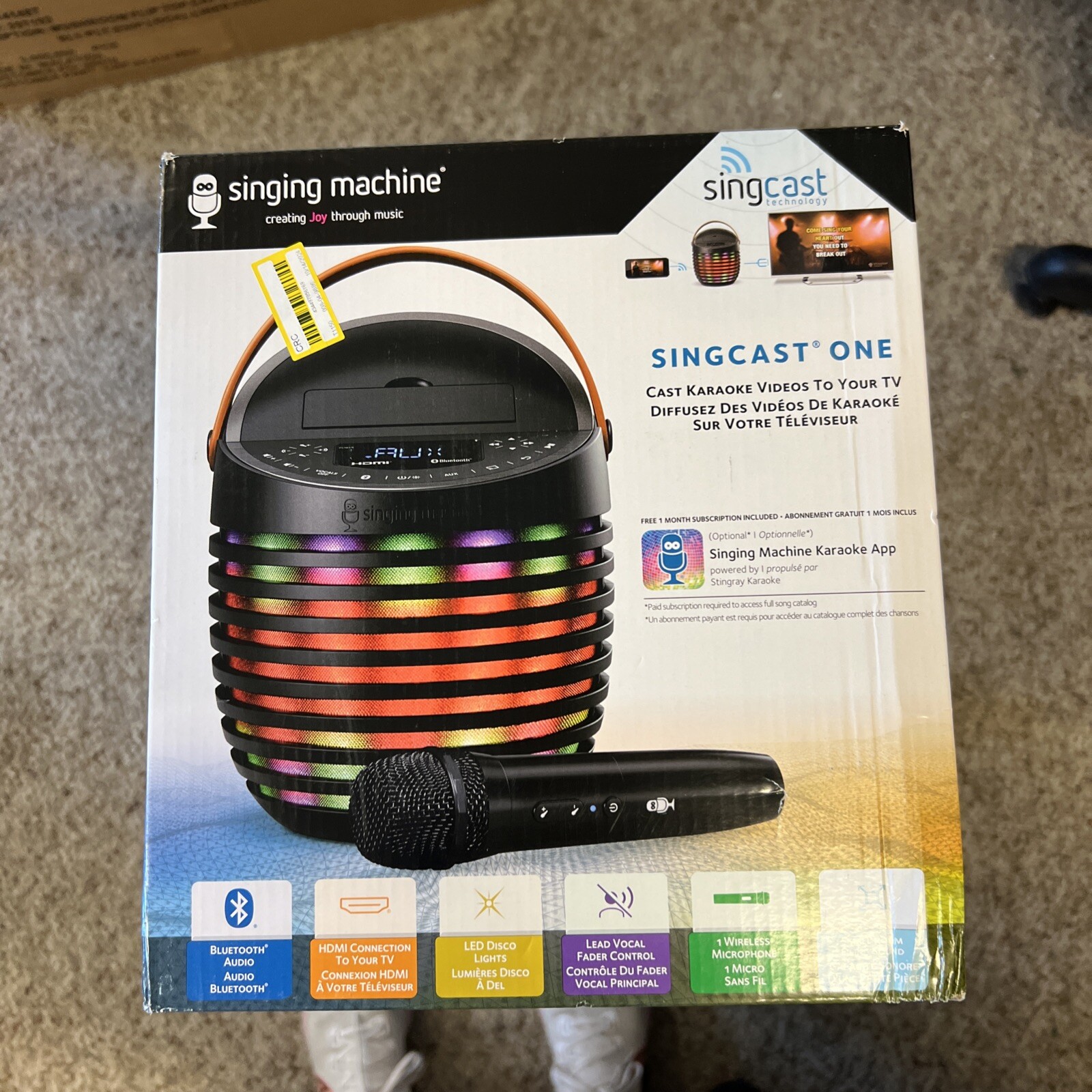 Singing Machine SingCast One Casting Bluetooth Karaoke System with wireless M...