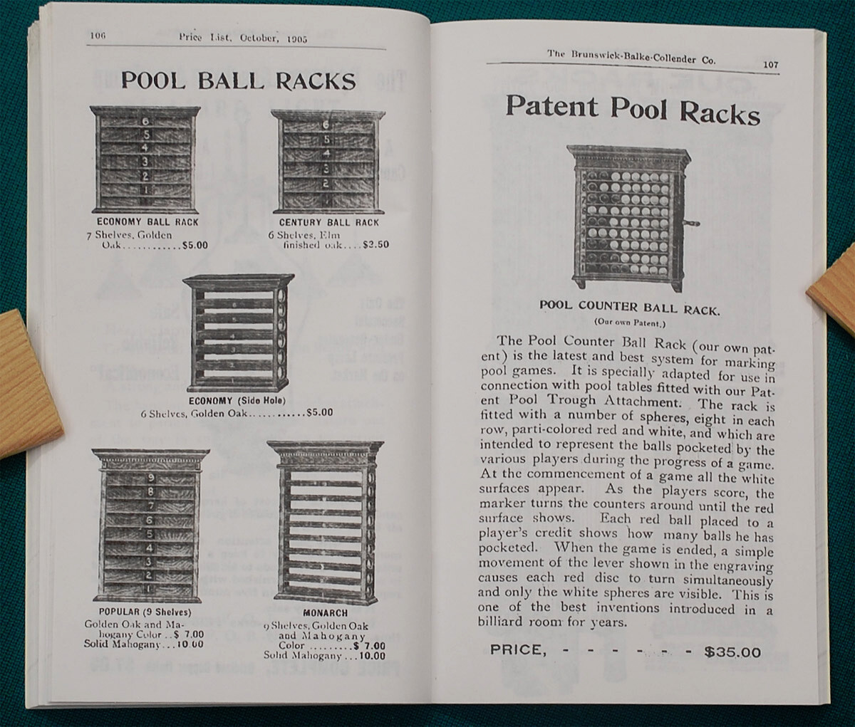 Reproduction of Rare 1905 BBC Billiard Price List/Catalog No. 1488