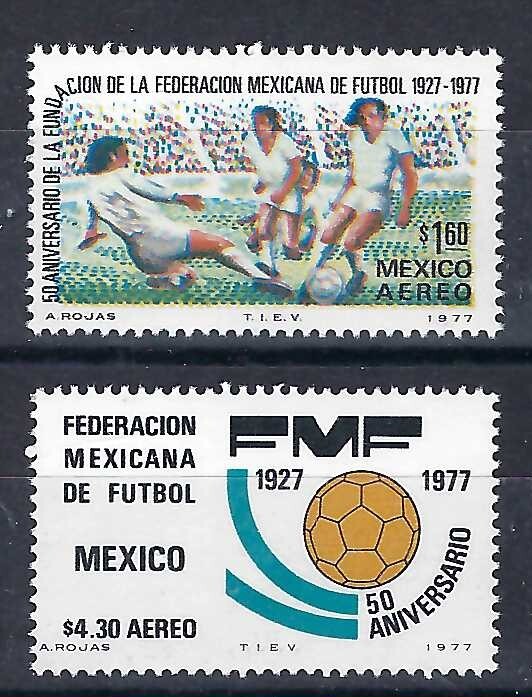 Mexico 1977 2v. MNH 50th Anniversary of Mexican Football Federation Soccer