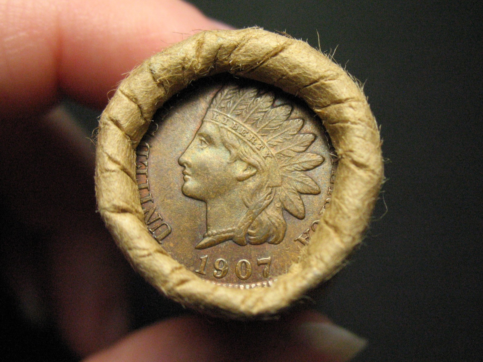 OLD COPPER ROLL! BU 1907 INDIAN HEAD ~ AU 1943 WHEAT CENT PENNY END COINS LOT 9r