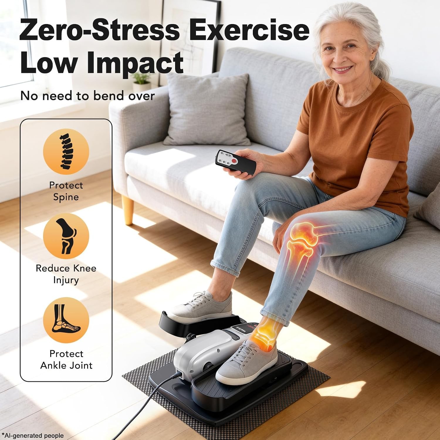 Under Desk Elliptical Machine for Seniors Silver Exercise Trainer Home Use