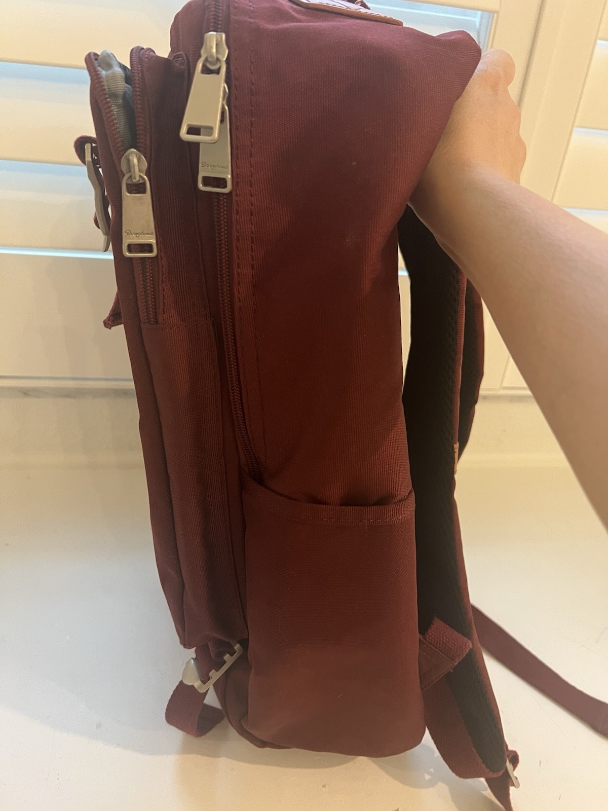 Doughnut Toast Model Burgundy Nylon Backpack
