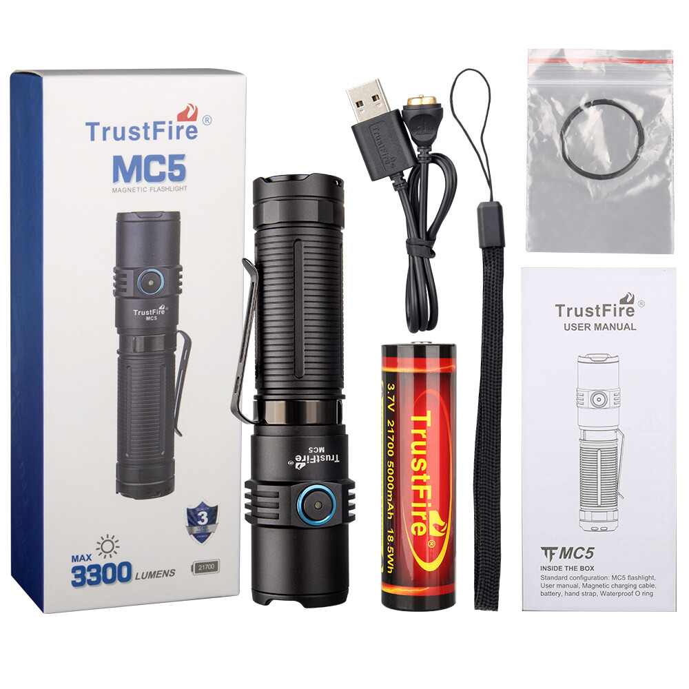 TrustFire MC5 3300Lumen W / Rechargeable EDC Flashlight Magnetic Waterproof US