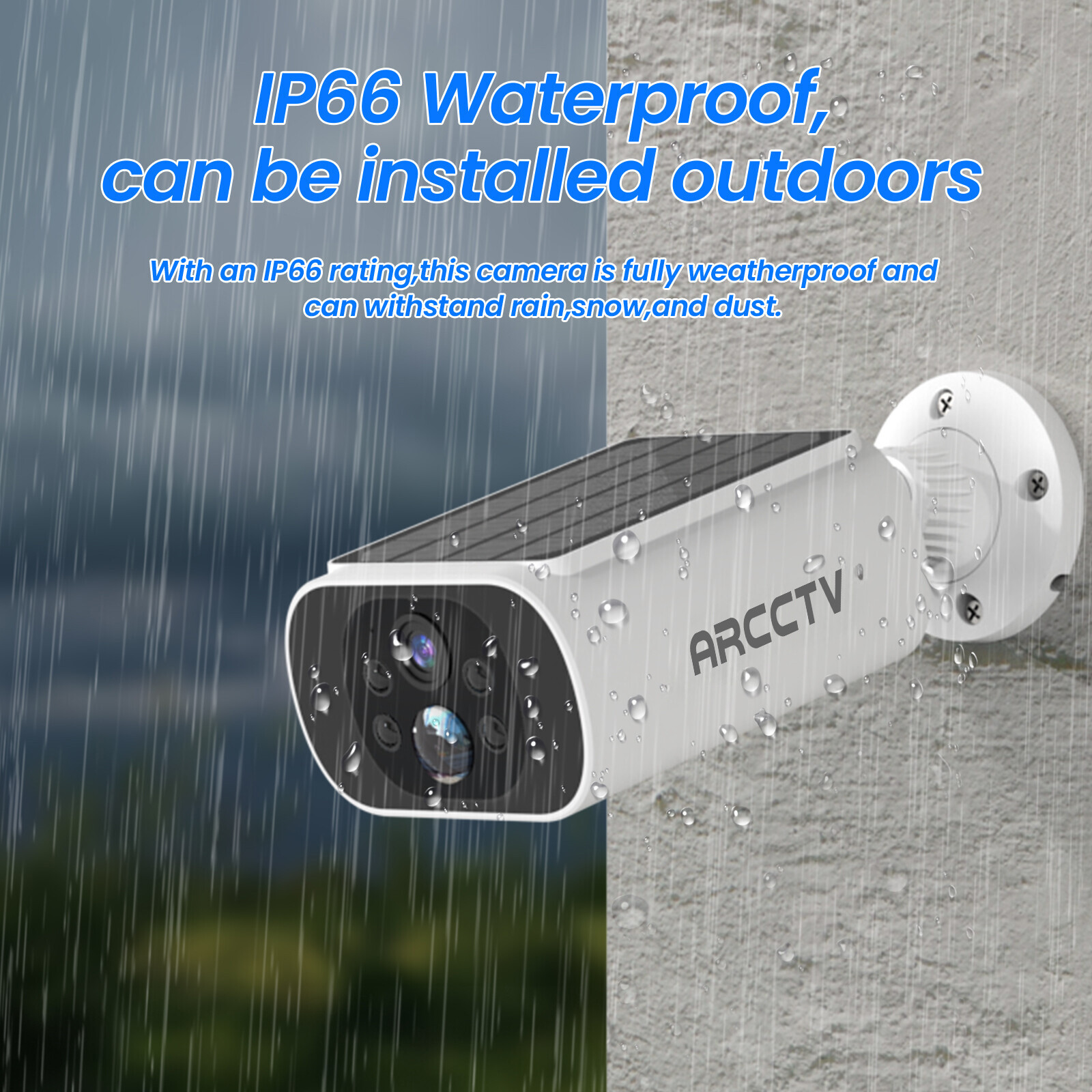 ARCCTV Wireless 4MP Solar WiFi Security Camera Home Outdoor CCTV Battery Powered