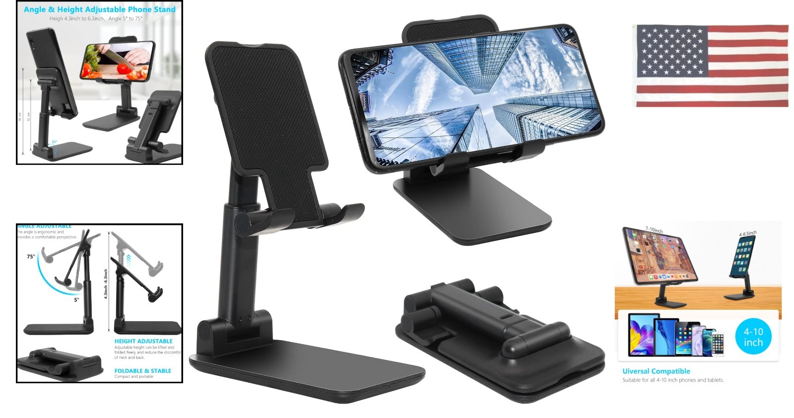 Amazon Basics Multi-Angle Portable Stand for iPad Tablet, E-reader and Black