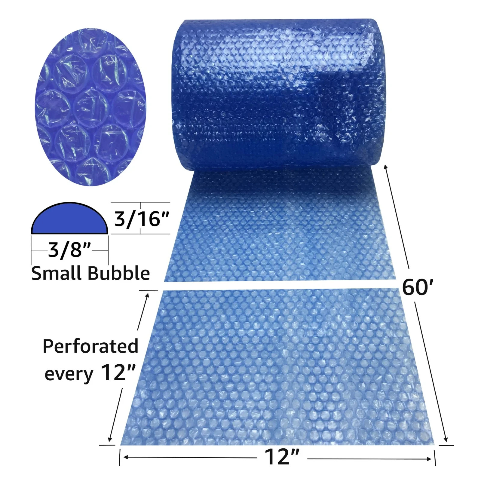 Small Bubble Blue Wrap perforated every 12"