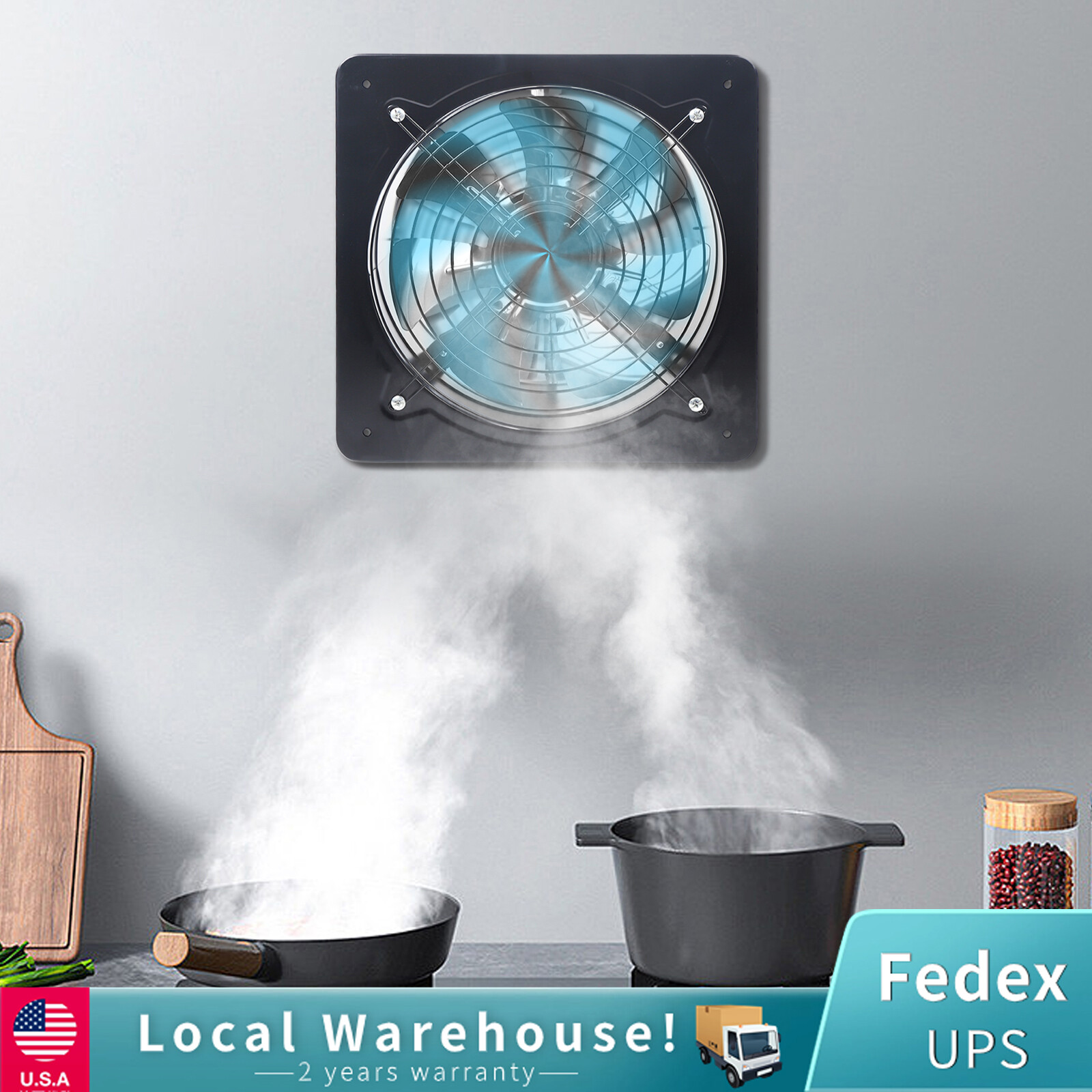 12"Commercial Ventilation Extractor Exhaust Fan Blower Wall Mounted Kitchen 110V