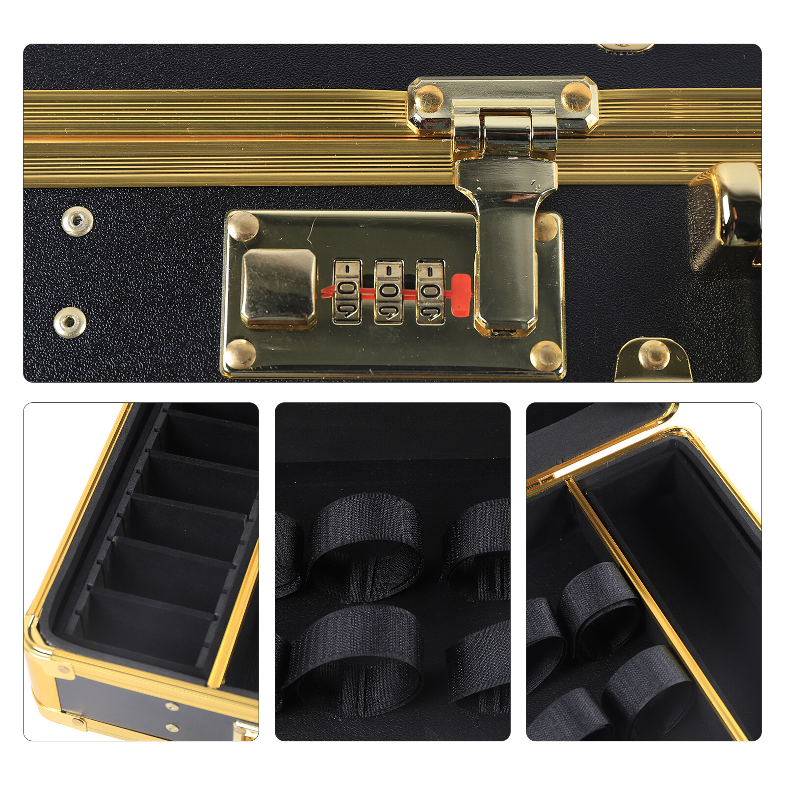 Large Barber Suitcase Carrying Case Clipper Trimmers Tool Storage Organizer Gold