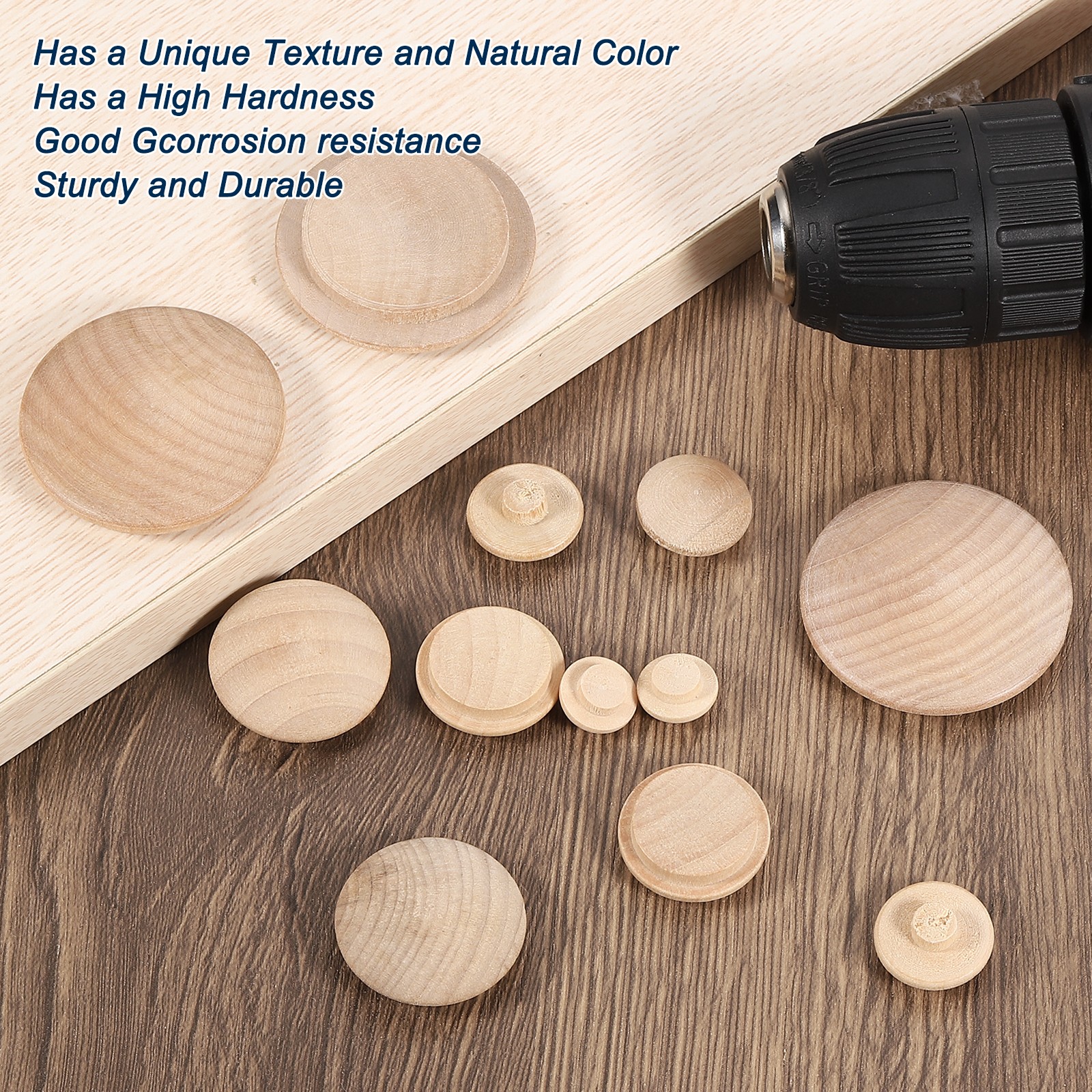 Wood Hole Plugs, 20 Pcs 40x35mm Wood Button Top Plugs Screw Hole Plugs