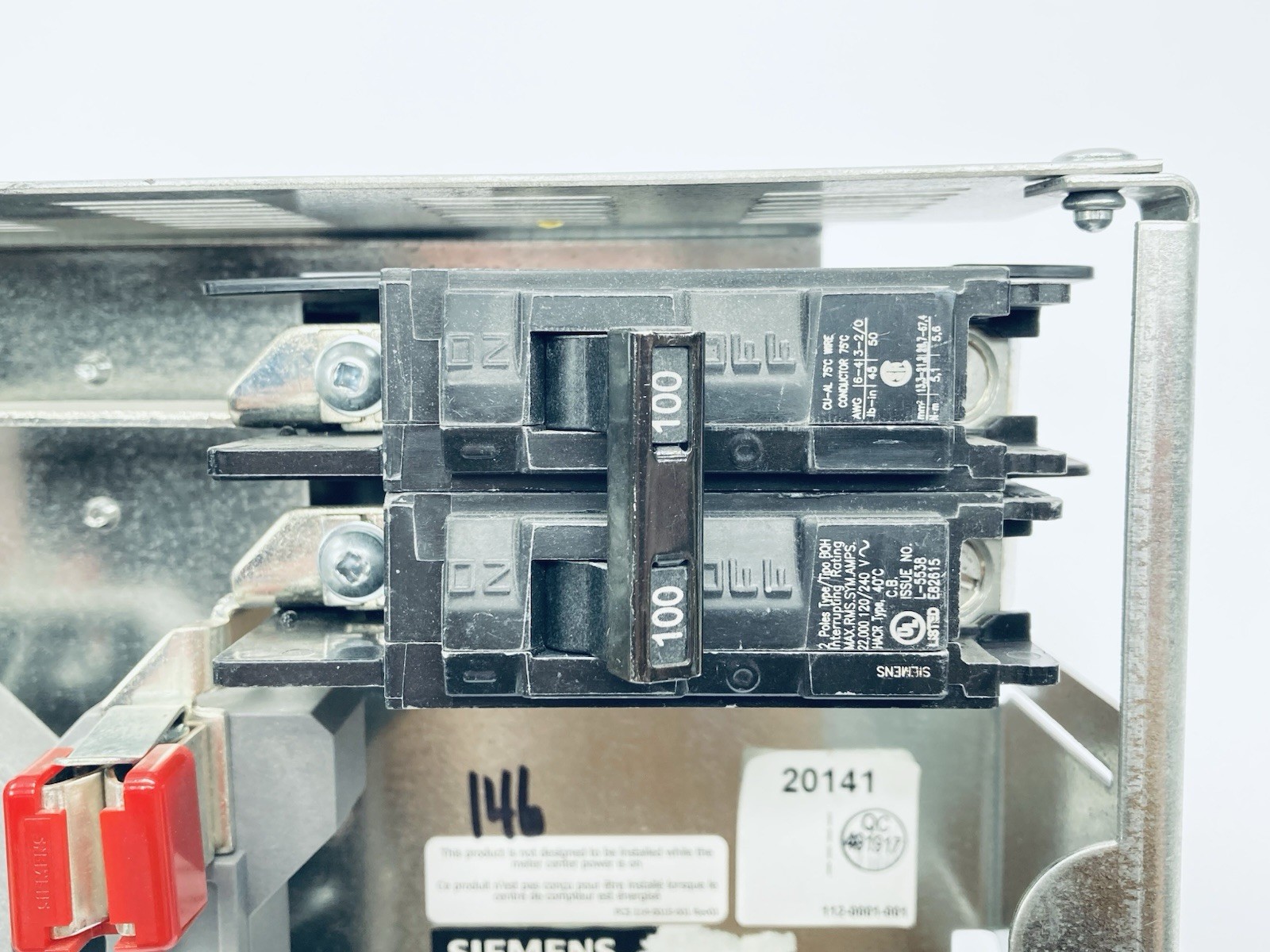 SIEMENS 5-JAW Service Meter Socket Module - w/ Breakers *Missing Lug Set Screws*